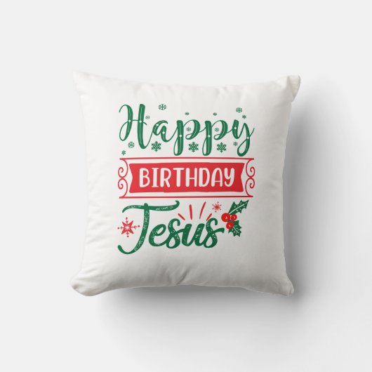 ハッピーバースデーイエズクリスマスホリデイ クッション (正面)