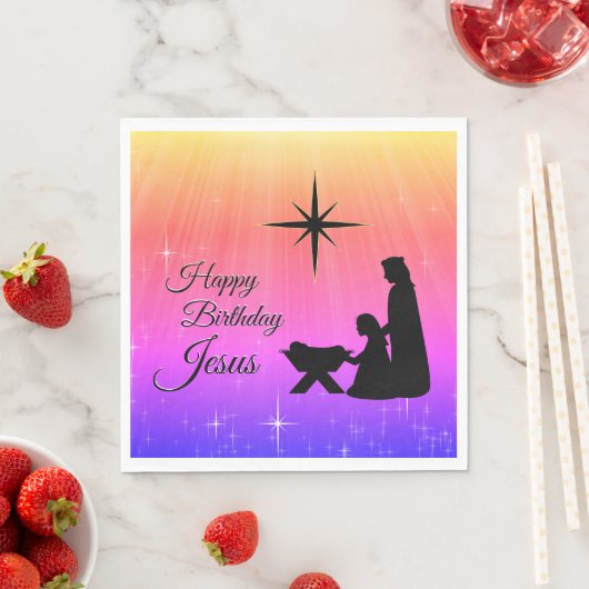 ハッピーバースデーイエズクリスマス出生 スタンダードランチョンナプキン (インサイチュ)