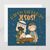ハッピーバースデーイエズスのクリスマスグリーティングカード ノートカード (正面/裏面)