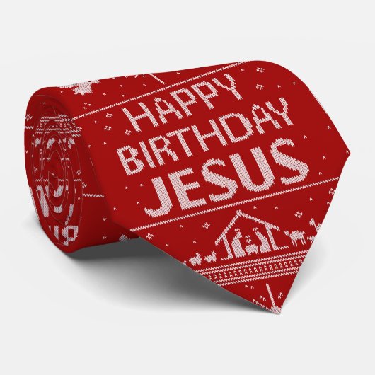 ハッピーバースデーイエズスクリスマスセータークリスチャン ネクタイ (ロール)