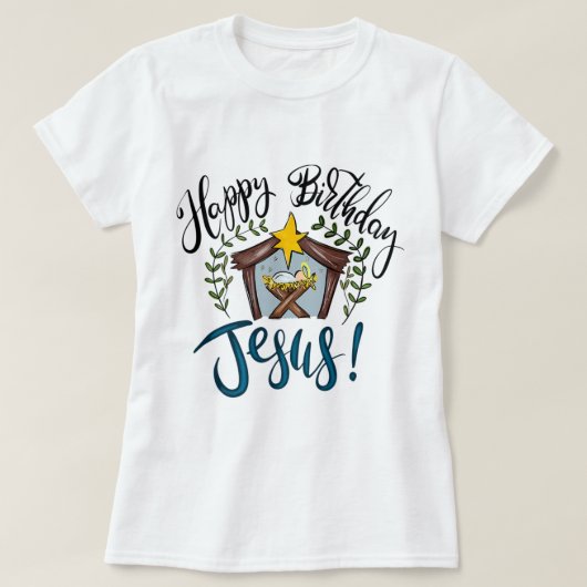 ハッピーバースデーイエズスクリスマスセーター Tシャツ (デザイン正面)
