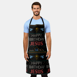 ハッピーバースデーイエズスビューティッドクリスマスセーターキリスト エプロン