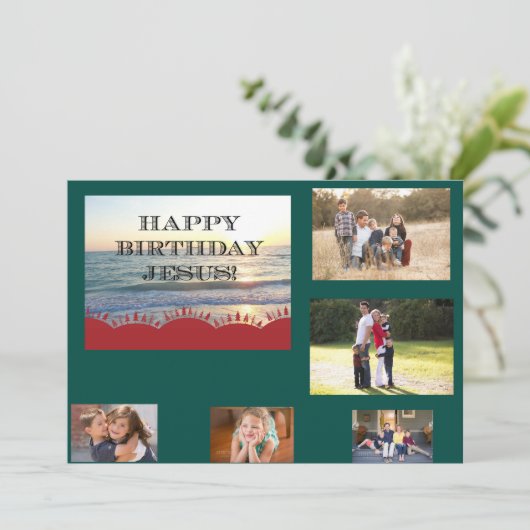 ハッピーバースデーイエズレッドクリスマスツリー5枚の写真 シーズンカード (スタンド正面)