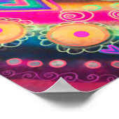 ハッピーバースデーイエローおもしろいカラフル吸光度 ポスター (角)