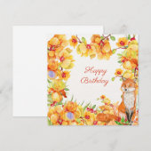 ハッピーバースデーイエローオーキッドフラワーズ&キツネ (正面/裏面)