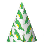 ハッピーバースデーイエローグリーンアリゲーターワニ パーティーハット (裏面)