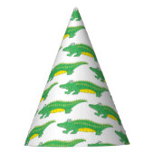 ハッピーバースデーイエローグリーンアリゲーターワニ パーティーハット (正面)