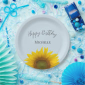 ハッピーバースデーイエローサンフラワーエレガント ペーパープレート (パーティー)