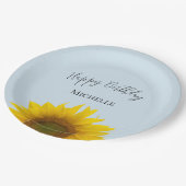 ハッピーバースデーイエローサンフラワーエレガント ペーパープレート (アングル)