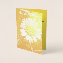 ハッピーバースデーイエローサンフラワーゴールドフォイルカード