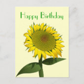 ハッピーバースデーイエローサンフラワーフローラポストカード ポストカード (正面)