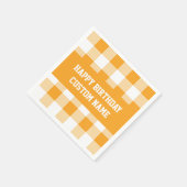 ハッピーバースデーイエロージンガム スタンダードカクテルナプキン (角)