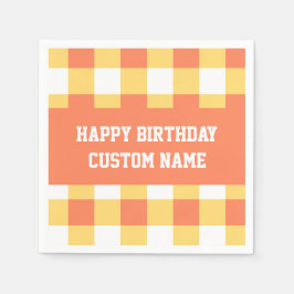 ハッピーバースデーイエロージンガム スタンダードカクテルナプキン