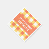 ハッピーバースデーイエロージンガム スタンダードカクテルナプキン (角)