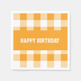 ハッピーバースデーイエロージンガム スタンダードカクテルナプキン