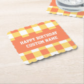 ハッピーバースデーイエロージンガム ペーパーコースター (アングル)