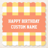 ハッピーバースデーイエロージンガム ペーパーコースター (正面)