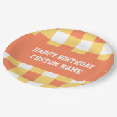 ハッピーバースデーイエロージンガム ペーパープレート (アングル)