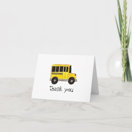 ハッピーバースデーイエロースクールバス先生教育 サンキューカード (正面)