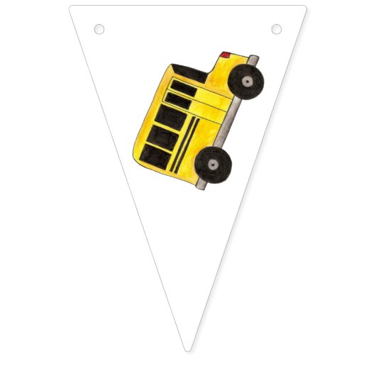 ハッピーバースデーイエロースクールバス先生教育 バンティングフラッグ (第1の旗)