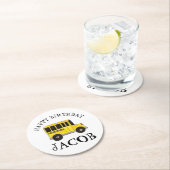 ハッピーバースデーイエロースクールバス先生教育 ラウンドペーパーコースター (インサイチュ)