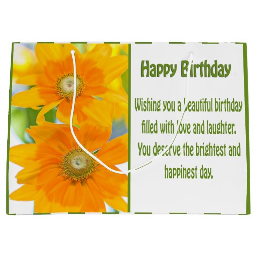 ハッピーバースデーイエローダイズと誕生日ウィッシュ ラージペーパーバッグ (正面)