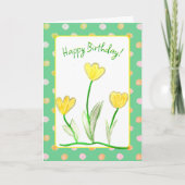 ハッピーバースデーイエローチューリップフローラ カード (正面)