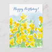 ハッピーバースデーイエローパンジーの花ジョニージャンプアップ ポストカード (正面)