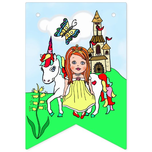 ハッピーバースデーイエロープリンセスバナー バンティングフラッグ (第16の旗)