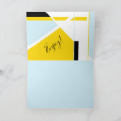 ハッピーバースデーイエローライトブルー白黒 カード (内部)