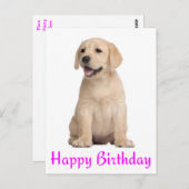 ハッピーバースデーイエローラブラドールリトリーブポストカード ポストカード (正面/裏面)
