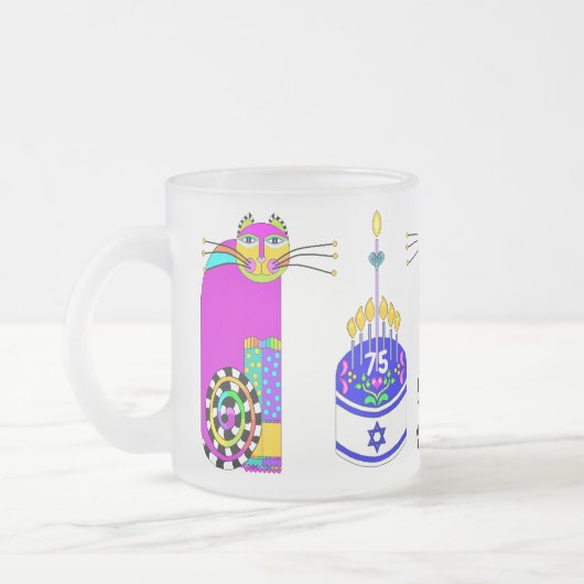 ハッピーバースデーイスラエル猫 フロストグラスマグカップ (左)