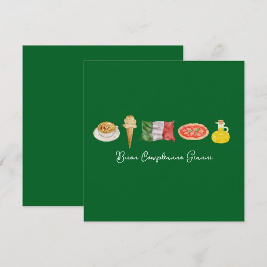 ハッピーバースデーイタリアンカード、ブオンコンプレアンノカード、 シーズンカード (正面/裏面)