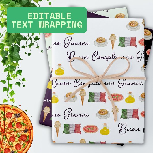 ハッピーバースデーイタリアン、ブオンコンプレアンノギフトラップ ラッピングペーパーシート