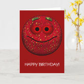 ハッピーバースデーイチゴ カード (黄色い花)