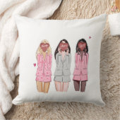 ハッピーバースデーイラストレーションピンクガール クッション (ブランケット)