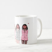 ハッピーバースデーイラストレーションピンクガール コーヒーマグカップ (正面右)