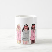 ハッピーバースデーイラストレーションピンクガール コーヒーマグカップ (中央)