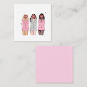 ハッピーバースデーイラストレーションピンクガール ノートカード (正面/裏面)