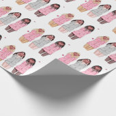 ハッピーバースデーイラストレーションピンクガール ラッピングペーパー (角)