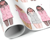 ハッピーバースデーイラストレーションピンクガール ラッピングペーパー (ロールコーナー)