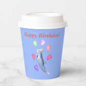 ハッピーバースデーイルカとバルーン 紙コップ (正面)