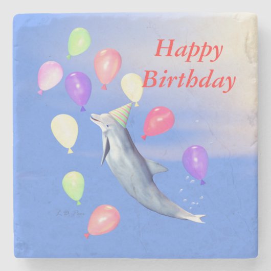 ハッピーバースデーイルカ ストーンコースター (正面)