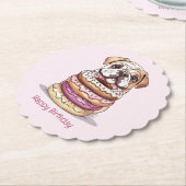 ハッピーバースデーイングリッシュブルドッグ ペーパーコースター (アングル)