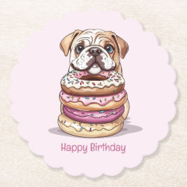 ハッピーバースデーイングリッシュブルドッグ ペーパーコースター
