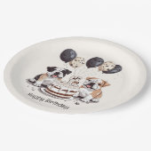 ハッピーバースデーイングリッシュブルドッグ ペーパープレート (アングル)