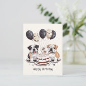 ハッピーバースデーイングリッシュブルドッグ ポストカード (スタンド正面)