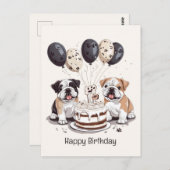 ハッピーバースデーイングリッシュブルドッグ ポストカード (正面/裏面)