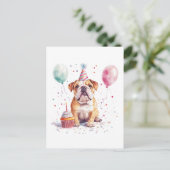 ハッピーバースデーイングリッシュブルドッグ ポストカード (スタンド正面)