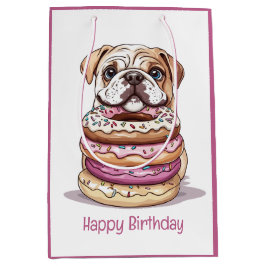 ハッピーバースデーイングリッシュブルドッグ ミディアムペーパーバッグ
